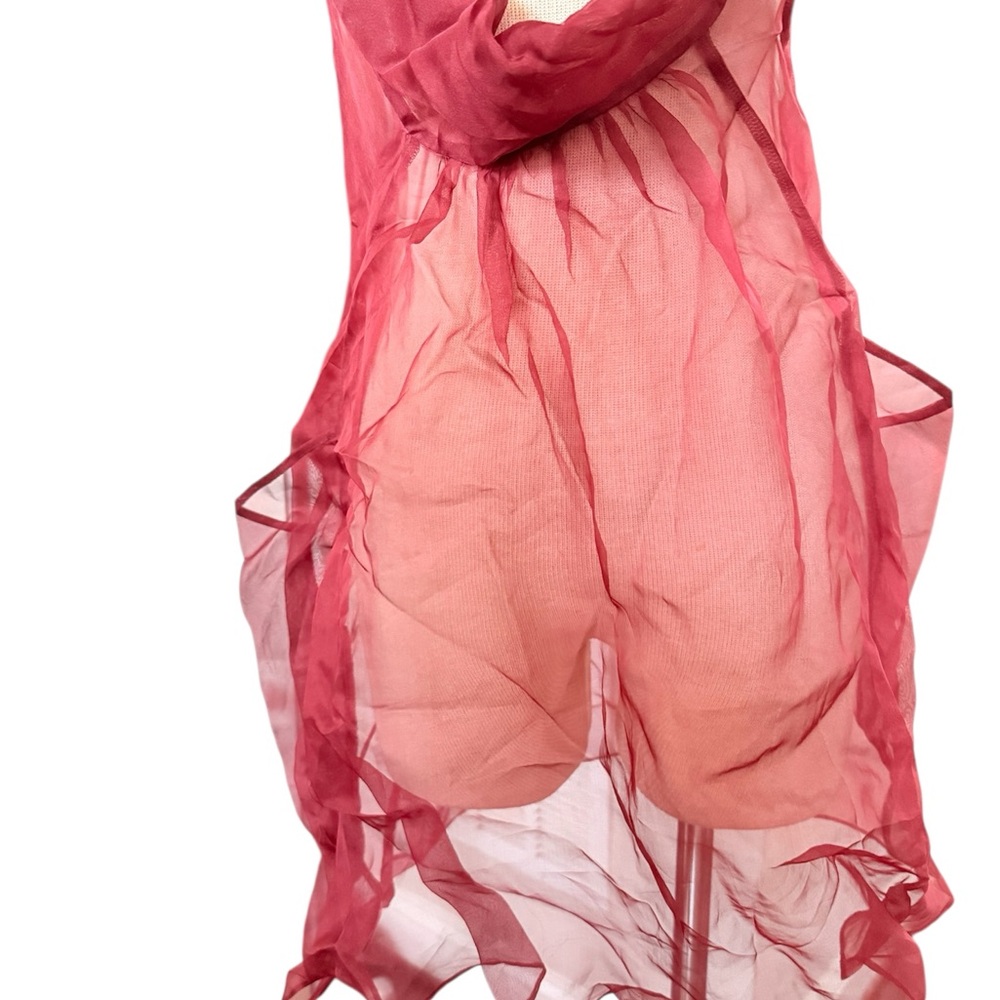 Luna Luz Silk Organza Sheer Deep Set Tunic Dress NWOT Sz S - Picture 4 of 10